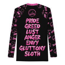 Load image into Gallery viewer, 7 SINS Black Pink PBW Men&#39;s Rash Guard
