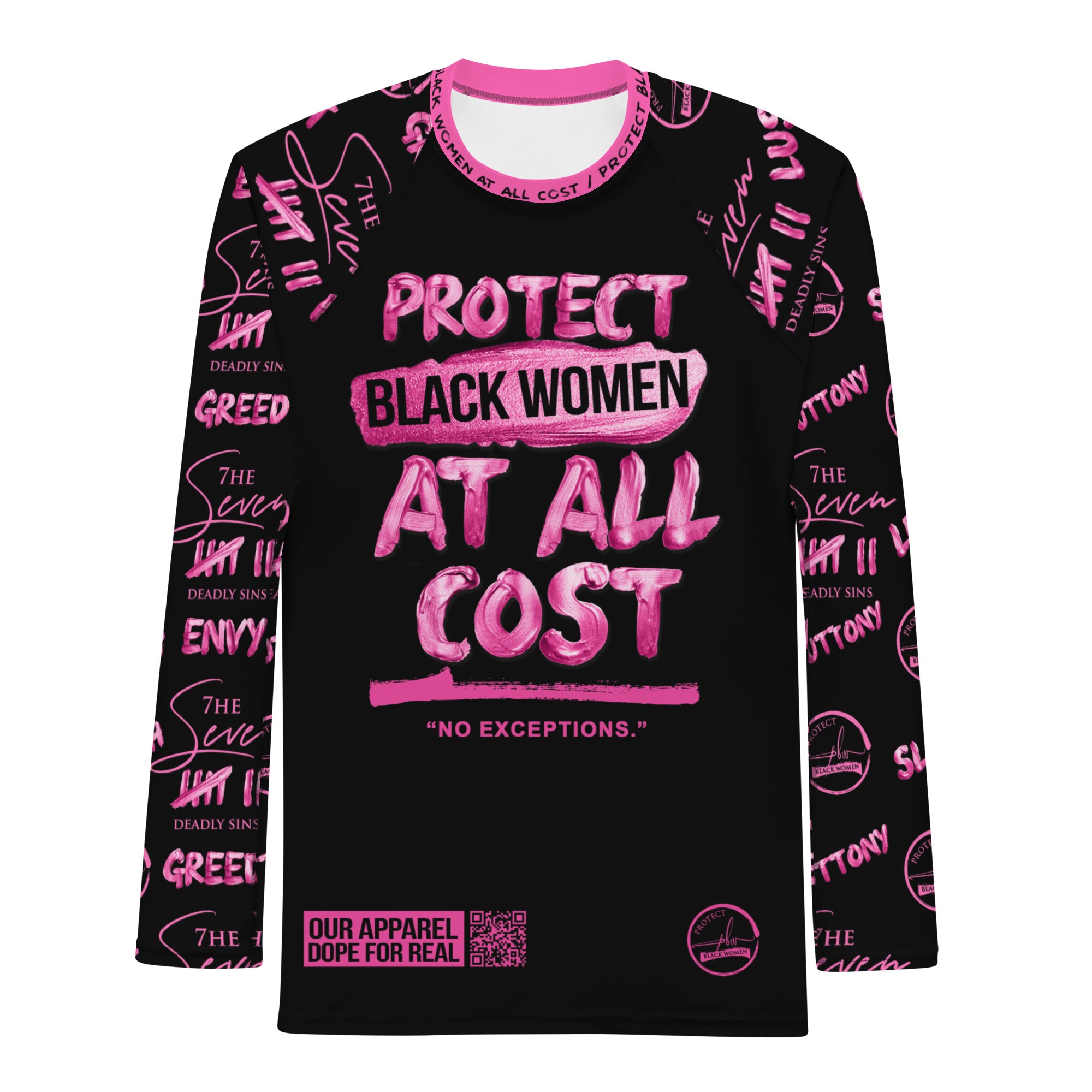 7 SINS Black Pink PBW Men's Rash Guard