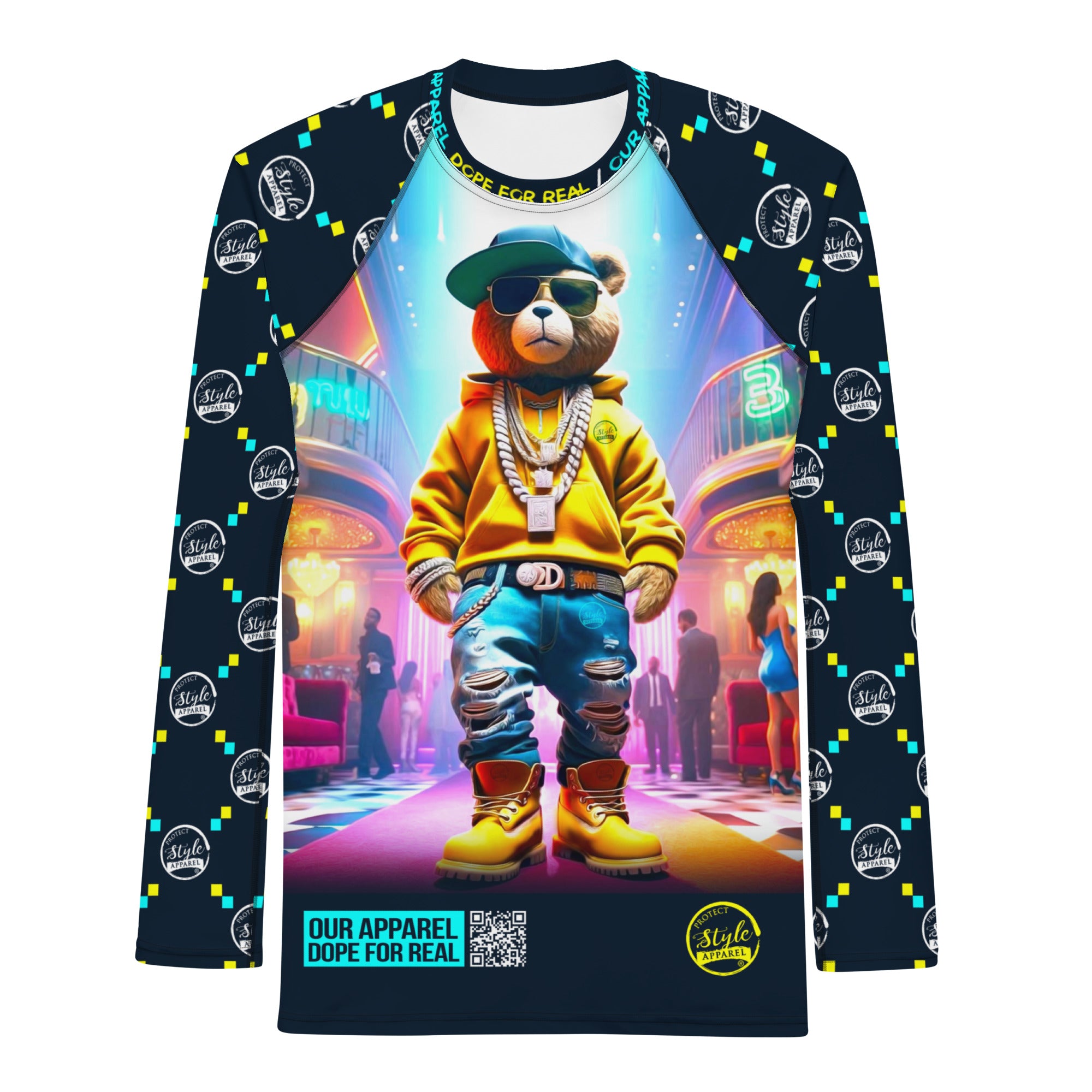 Extrovert Clubbing Bear PSA Men's Rash Guard